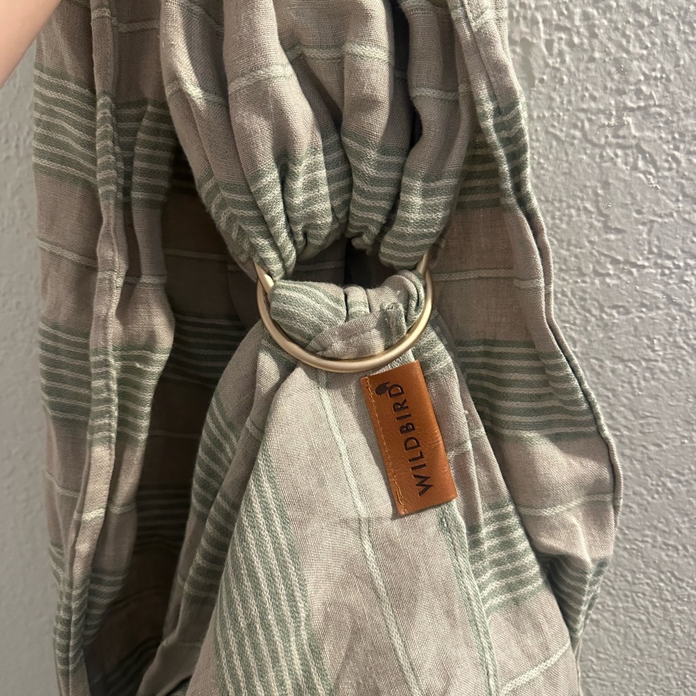 WildBird Plaid Ring Sling in Soft Green and Beige